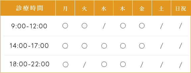神戸駅前もりのメンタルクリニックの診療時間表
